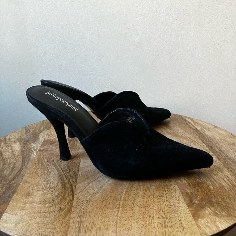Jeffrey Campbell | Suede Heeled Pointed Toe Mule - Picture 2 of 9